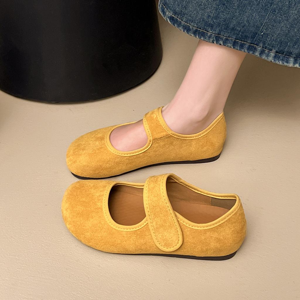 Кожаные ретро женские весенне-летние новые туфли на плоской подошве, универсальные одинарные туфли на липучке Мэри Джейн, туфли Дуду