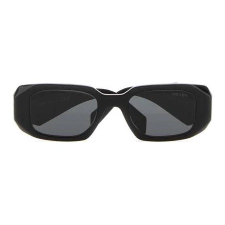 Prada Smooth Stylish Frame Logo Decorated Irregular Shape Sunglasses Women sunglasses Black SPR17WC049E1ABF05S0