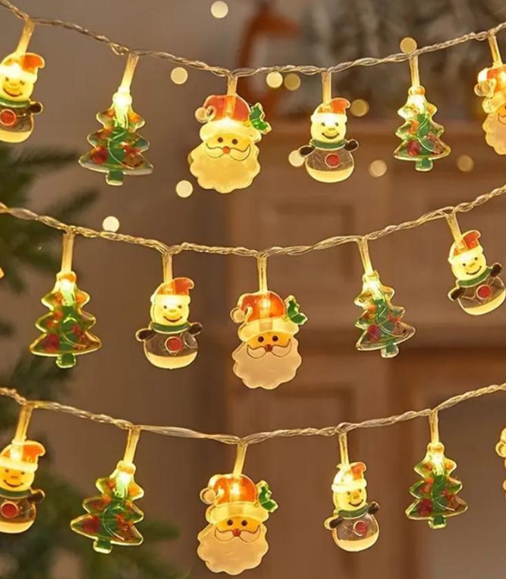 Santa Claus Snowman Christmas Tree LED Lights Christmas Decoration Hanging Ornaments Colorful Light Strings Christmas Decorative Ambient Light Strings