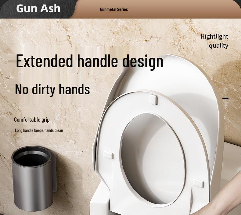 Настенная туалетная щетка с длинной ручкой - Установка без сверления, Без мертвых углов, Набор для уборки ванной комнаты