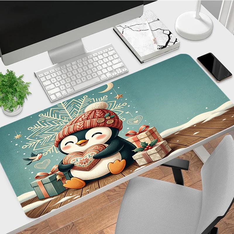 Penguin Gift Xl Gaming Mouse Pad Nonslip Rubber Base Stitched Edge Waterproof Desk Mat For Pc Laptop Gamer Office Computer Accessories C927507