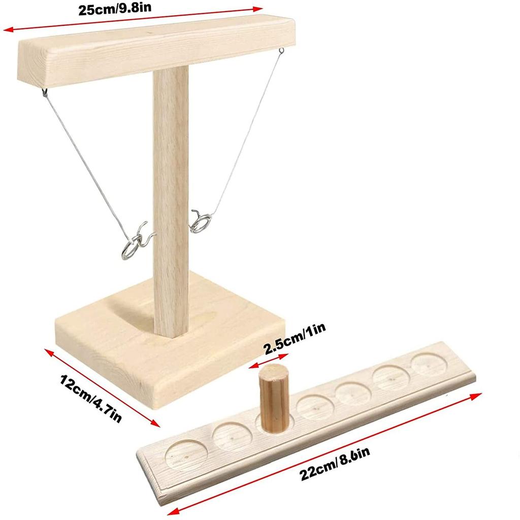 Ring Toss Game for Adults,Handmade Wooden Ring Toss Hooks Handheld Board Games Outdoor Play Games for Kids Adults and Family Fun