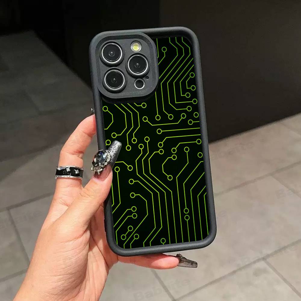 Чехол для телефона с рисунком печатной платы Для IPhone 17 16 15 13 11 12 14 Pro Max Plus Силиконовая Защитная Крышка