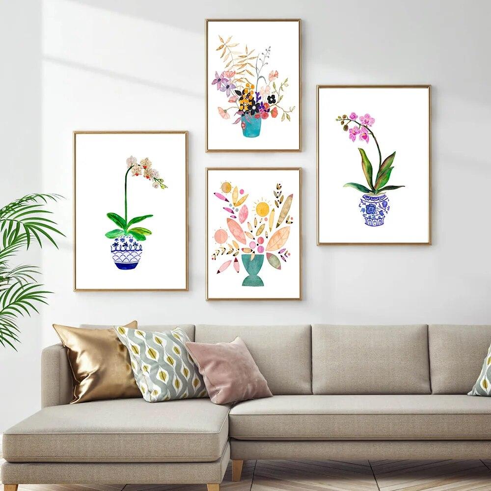 Акварельные полевые цветы, принт, цветочный лист, ботаническая зелень, листья, художественная картина на холсте, зеленые дикие постеры, домашний настенный художественный декор без рамки