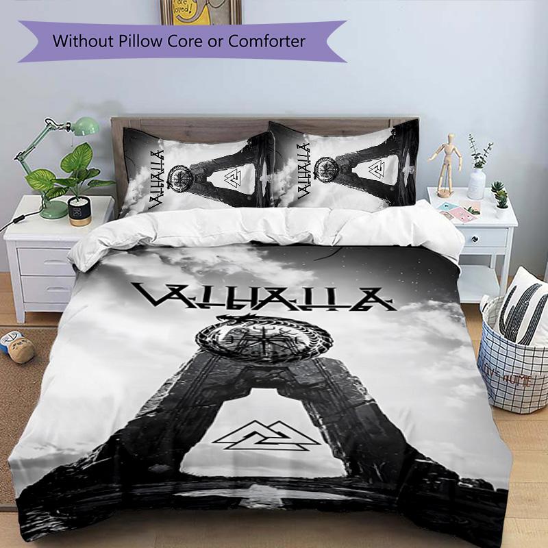 Mythology Valhalla 3pcs Bedding Set Duvet Cover Closure Includes 1 Duvet Cover & 2 Pillowcases for All Seasons Bedroom Home Dorm Decor