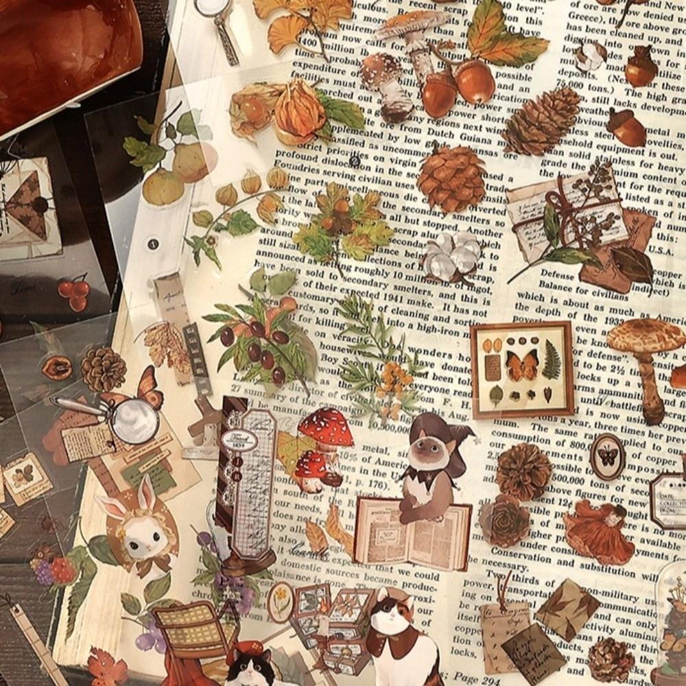 20sheets Retro Sticker Book Nature Aesthetic Botanical Decor Stickers Journal