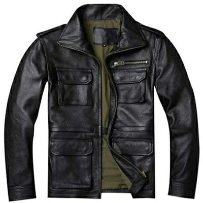 Китайский размер коричневый черный настоящая коровья кожа M65 охотничья кожаная куртка мужская натуральная кожа пальто зимние карманы куртки Jaqueta Masculina De Couro