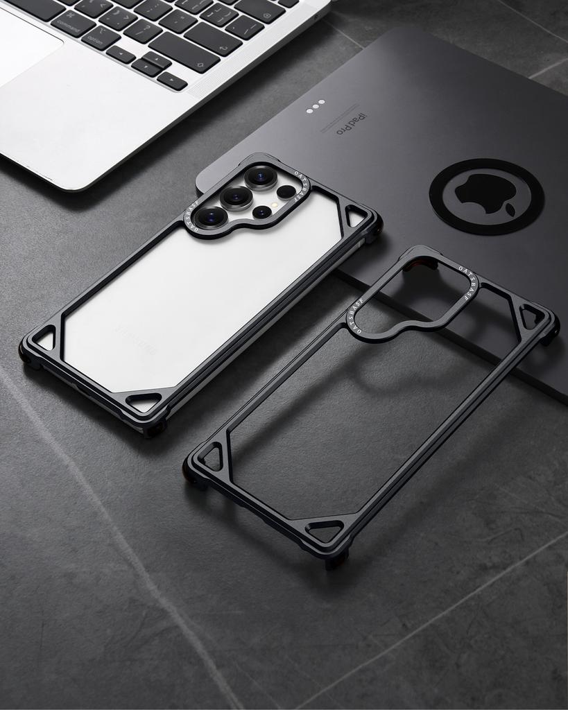 Oatsbasf Metal Frameless for Samsung Galaxy S25 Ultra Phone Case Minimalist Bumper Ultra-thin Protective Cover Wireless Charging