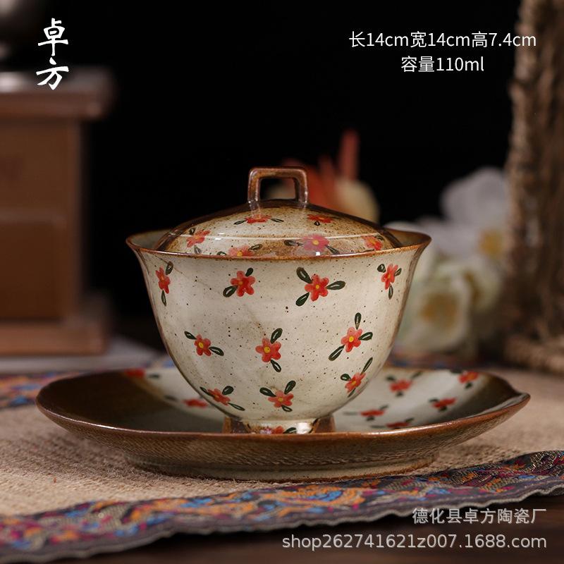 Чистый, расписанный вручную, небольшой цветочный чайный сервиз на дровах, ретро-подглазурный, чайный сервиз в китайском стиле кунг-фу, набор из чайника и чашки