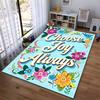 Colorful Floral Carpet with "Choose Joy Always" Text Design Suitable for use as an anti-slip for living room bedroom sofas