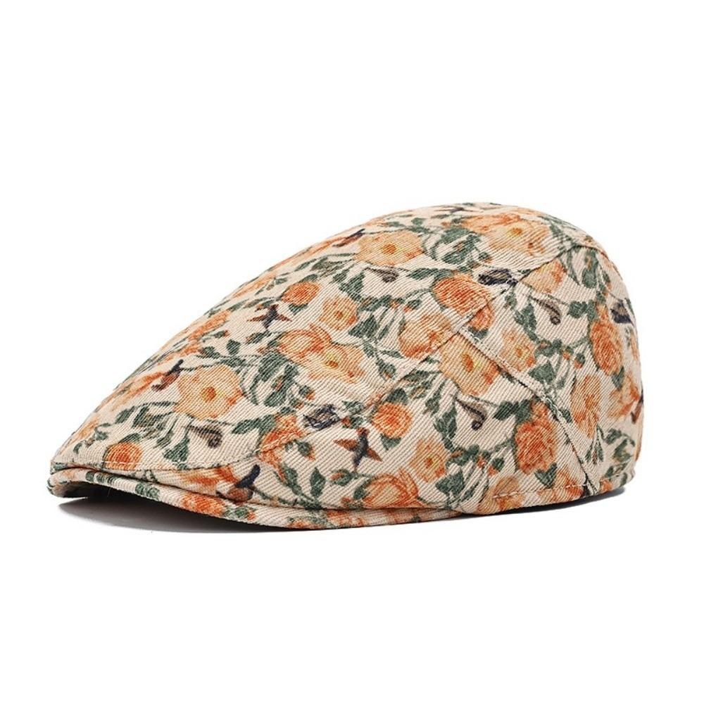 Retro Floral Artist Painter Hat Adjustable Ivy Flat Cap Vintage Peaked cap  Men Women