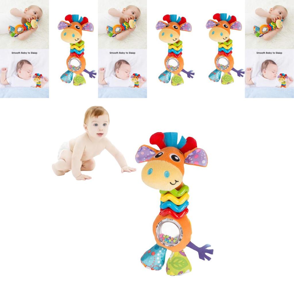 Mummabubba Soft Plush Giraffe Rattle Bell Teether Toy For Babies