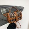 2025 Spring New Retro Personality Temperament Leopard Print Portable Small Square Bag Women's Fashion Shoulder Messenger Commuter Women's Bag