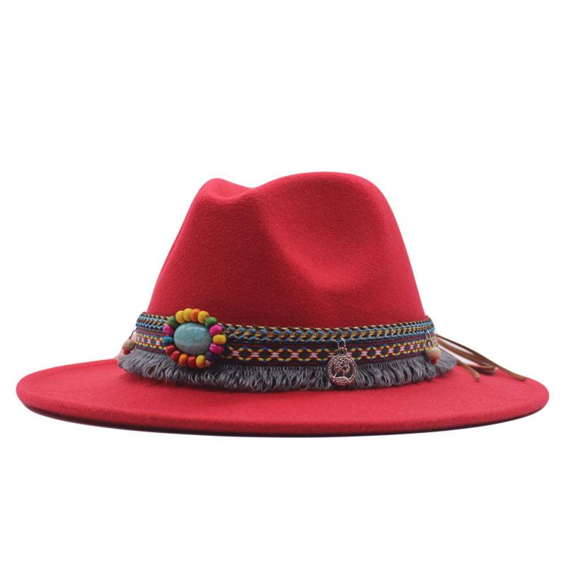 eBay new woolen top hat women's minority style retro flat-brimmed jazz hat