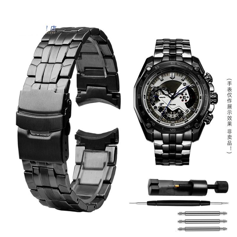 Классический 22 мм ремешок из нержавеющей стали для часов Casio EF-550 EF-524, серебряный ремешок с раскладывающейся пряжкой, браслет из металла, цепочка для мужских часов