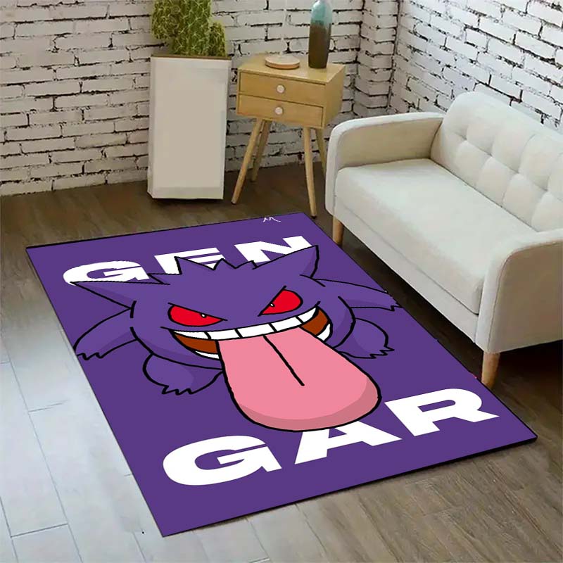 Gengar Printed Area Rug Cartoon Ghost Pattern Non-Slip Floor Mat Soft Carpet for Bedroom Living Room Decor
