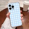 Ins Корейский Сине-белый Клетчатый Чехол для Телефона для iPhone 17,16,15,14,13,12,11 Plus,Pro,Max,XR,XS,Plus,E,SE4,Mini Прозрачная Крышка