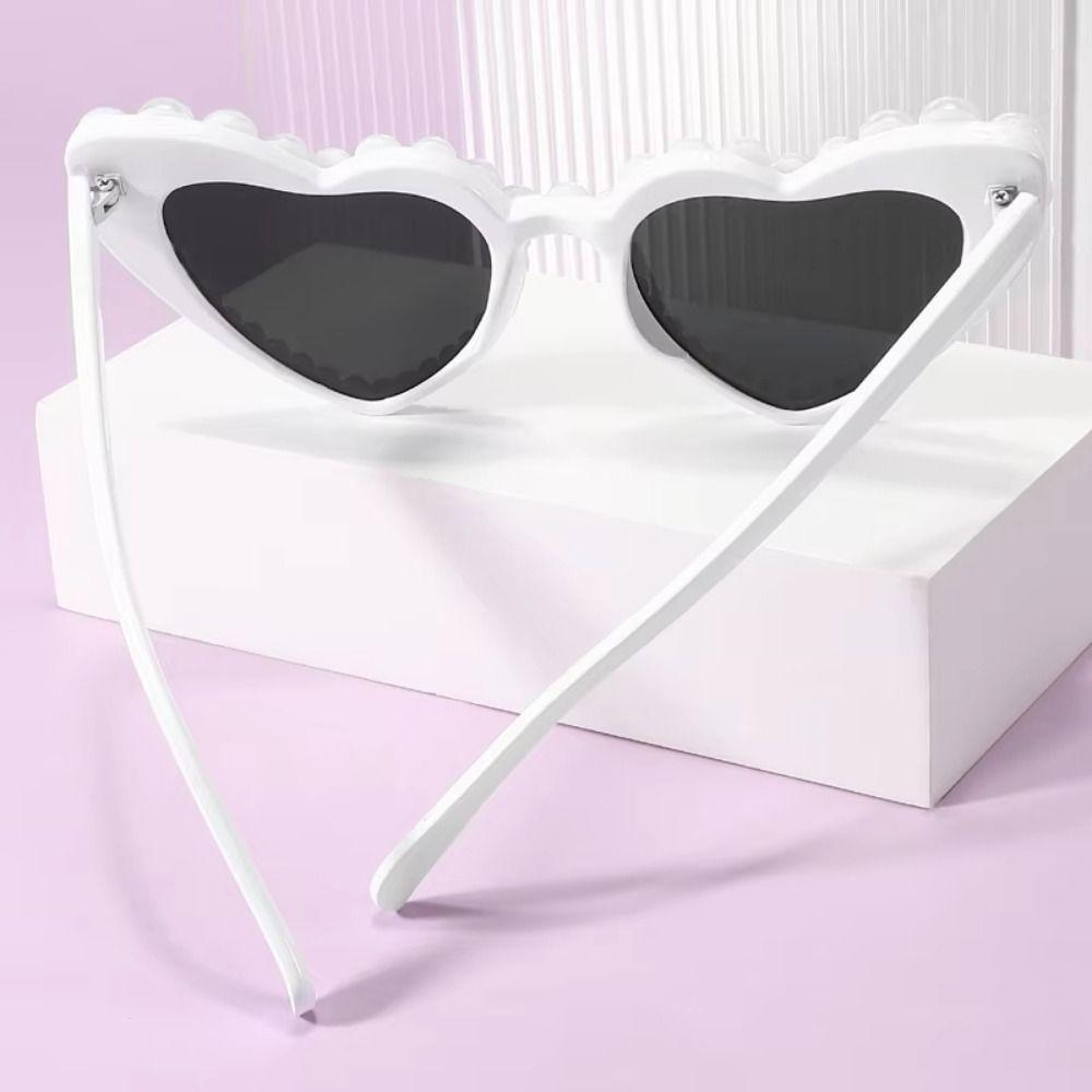 UV400 Protection Cat Eye Eyewear Pearl Frame Heart-shaped Goggle Outdoor Activities
