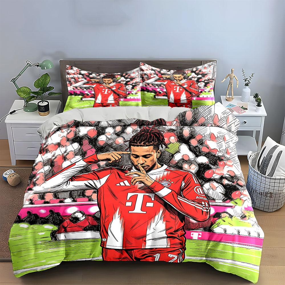 Red Football Jersey Illustration Bedding Duvet Cover Set Duvet Cover Pillowcases (1*Duvet Cover 2*Pillowcases, without duvet insert)