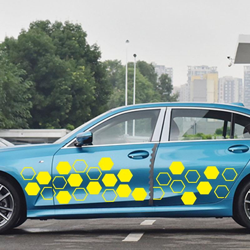 For Universal car Car Pvc Honeycomb Graphics Stickers Car Body Diy Sticker vinyl Car Side Body Hexagon Stickers