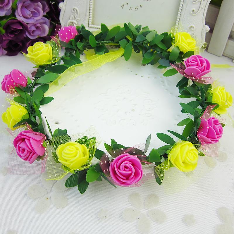 Розы Цветы Корона Головная Повязка Венок Девушки Головная Повязка Цветы Для Вечеринки Свадьбы Свадебный Декор Повязка На Голову Головной Убор Выпускной Головной Убор