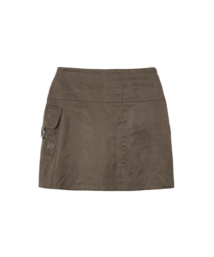 Iligo Suede Biker Mini Skirt Brown