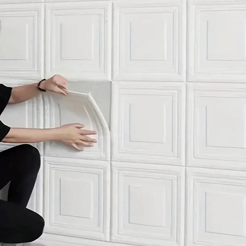 70см*70см 3D Декор для комнаты Теплое украшение Самоклеящиеся наклейки на стену Пена Водонепроницаемые противоударные обои Потолочный фон