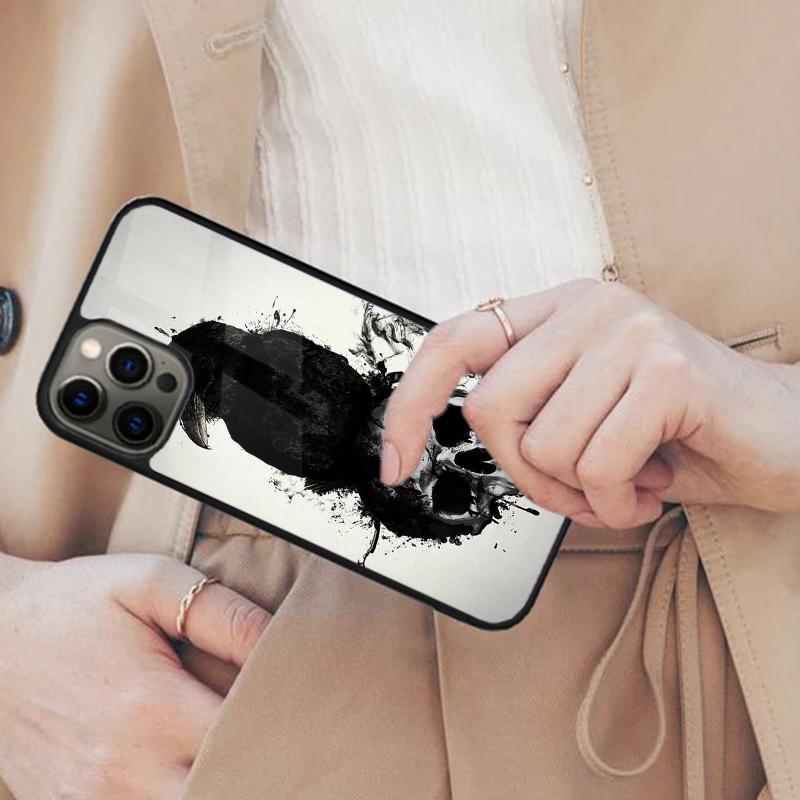 Чехол-магнит с узором Череп Ворона для APPLE iPhone 17 Air 16 14 13 12 Pro Max 15 Plus Беспроводная зарядка MagSafe