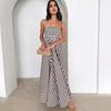 Striped Sleeveless Maxi Dress for Women Spaghetti Strap Smocked Swing Long Dress Summer Vacation Cami