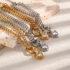 Браслет-ожерелье с сердцем и цирконами из нержавеющей стали с покрытием 18 карат золотом для женщин