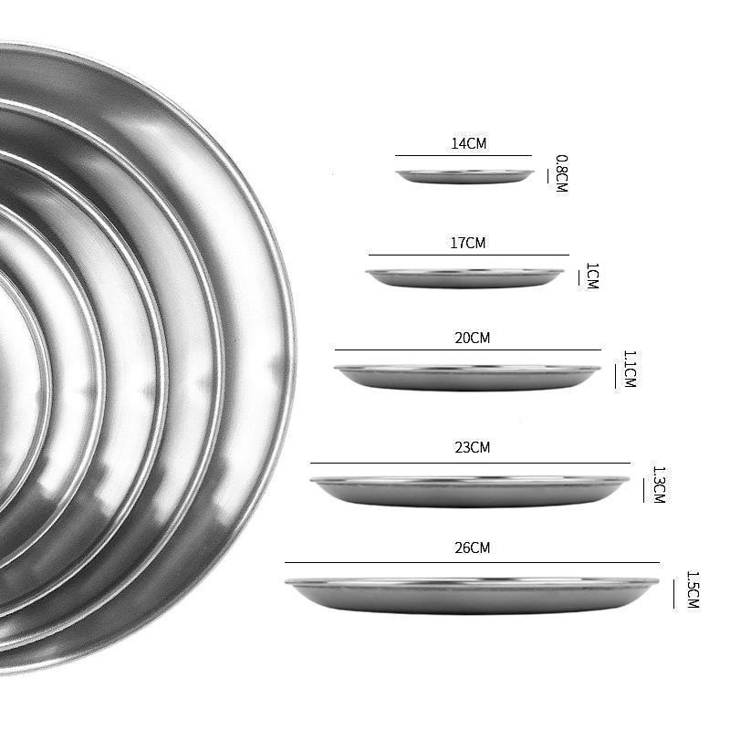 Тарелка с фруктами из нержавеющей стали, посуда для барбекю, круглая тарелка для пикника, сервировочная тарелка
