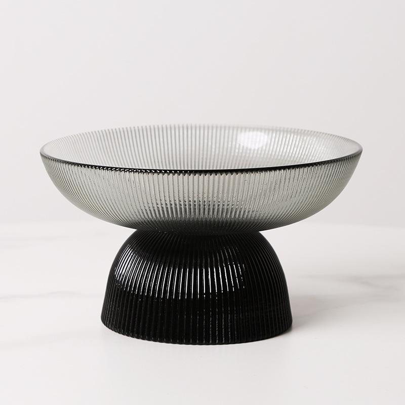 Креативная полосатая стеклянная фруктовая тарелка десертная овсяная салатница украшение для гостиной прозрачная тарелка для хранения конфет и орехов декор