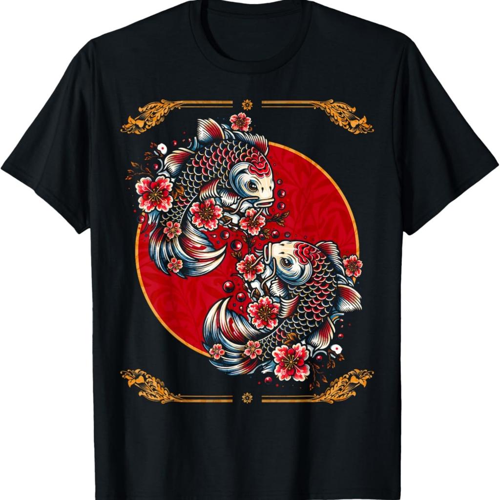 Koi Carp Nishikigoi Fish Cherry Blossom T-Shirt(11)