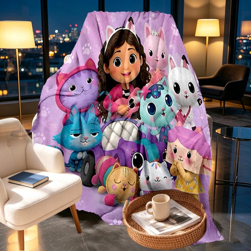 Gabby's Dollhouse Print Blanket - Soft & Comfortable, for Bedroom, Travel, Sofa, Home Decoration - Birthday Christmas Gift for Friend