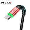 USLION 2M LED 3A USB TypeC Cable Fast Charge Wire Type-C Mobile Phone USB C USB-C Cable Charger Cord
