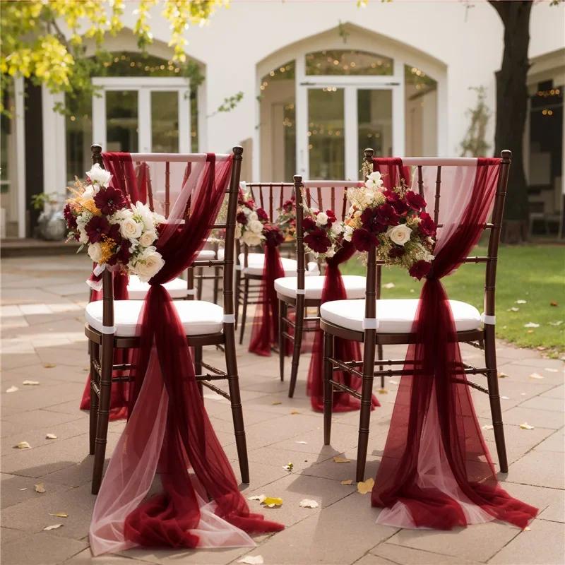 10/50 шт. 17x250 см Шифоновые ленты для стульев Свадебные ленты Чехлы для стульев для детского праздника Лента Свадебная вечеринка Банкет Мероприятие Проход Декор стула