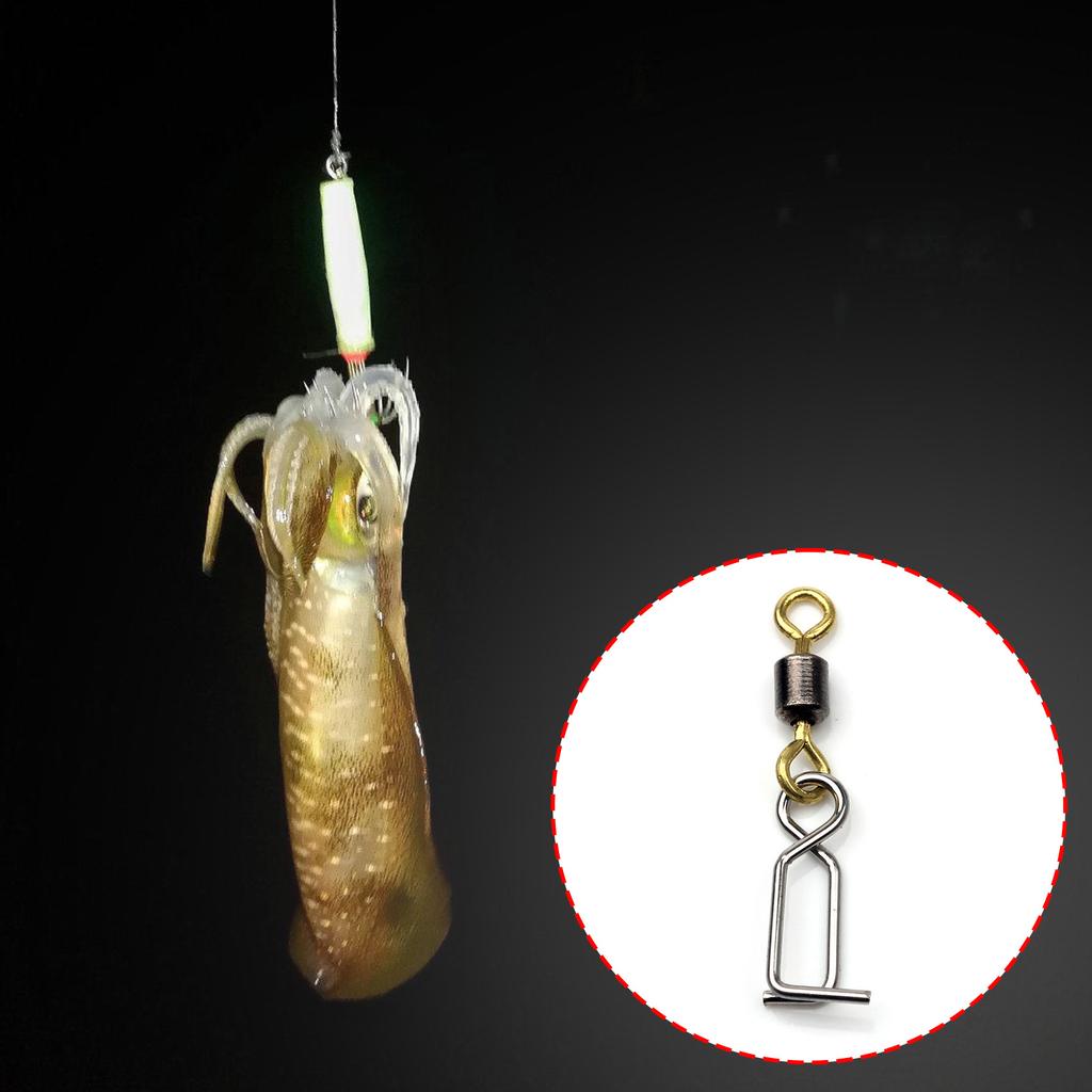 20pcs Fast Lock Clips Swivels Fishing Swivel Clips for Squid Jig Quick Change Clips Tackle Snap Connector Fishing Tool