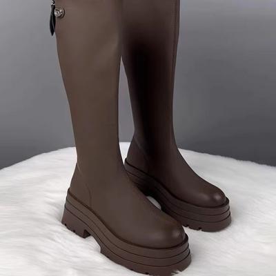 Модные зимние женские зимние ботинки однотонные с круглым носком для улицы 2024 года, горячая распродажа, средний каблук, водонепроницаемые, повседневные, удобные женские ботинки