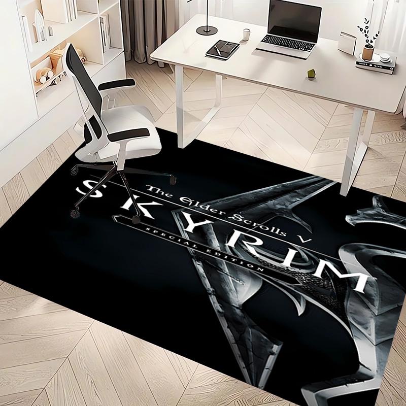 1pc Skyrim Print Area Rug - Soft, Washable Non-Slip Indoor Mat, Living Room, Home Office Decorative Rug,Office Decorative