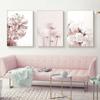 Scandinavian Pink White Flower Poster Leaf Plant Print Canvas Art Painting Wall Photos Modern Girl Room Decoration Home Decor