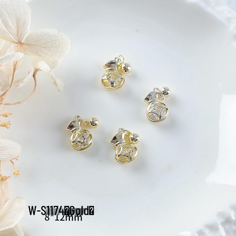 Новогодний маникюр: Роскошный подвеска-мешочек с цирконием и золотой инкрустацией из страз, носимые аксессуары для ногтей