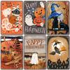 Happy Halloween Retro Poster Metal Plate Jack-O-Lantern Black Cat Witch Metal Tin Signs Vintage Halloween Party Living Room Home