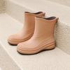 Модные женские водонепроницаемые нескользящие резиновые сапоги в корейском стиле с бархатной подкладкой для тепла