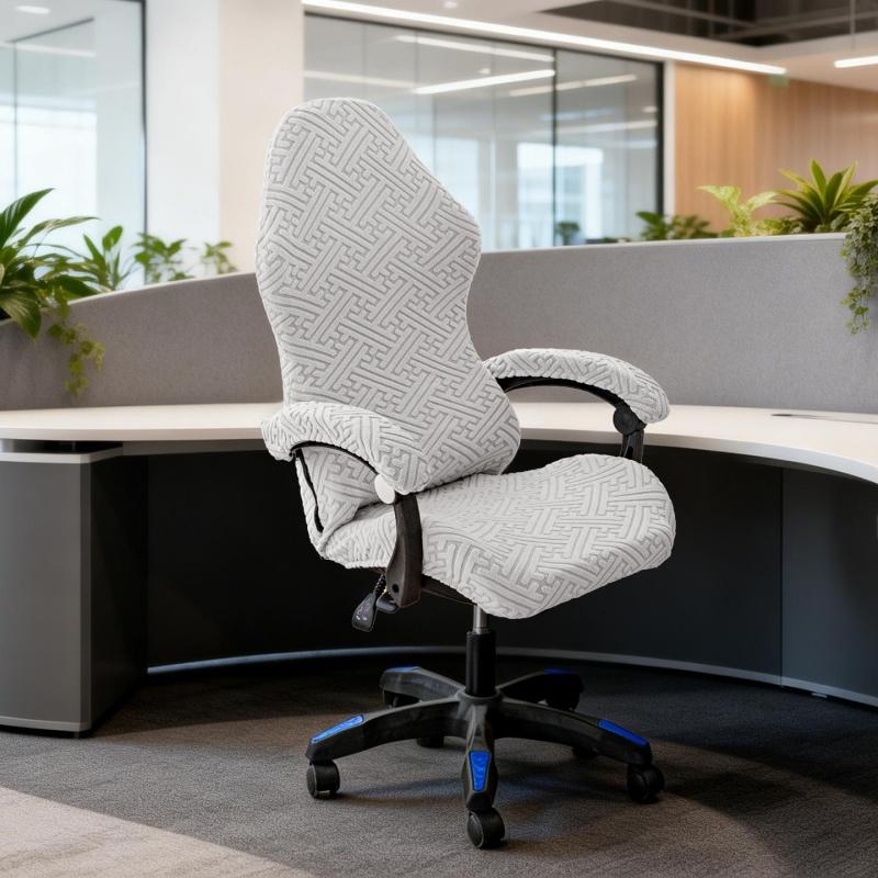 Computer Gaming Chair Cover Thicken Solid Color Gaming Armchair Seat Cover Jacquard Elastic Stretch Chair Covers for Home Office