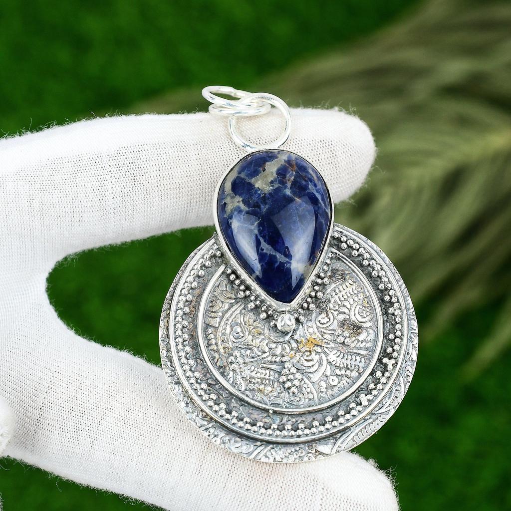 Распродажа ко Дню дружбы Подвеска из стерлингового серебра 925 пробы с грушевидным содалитом