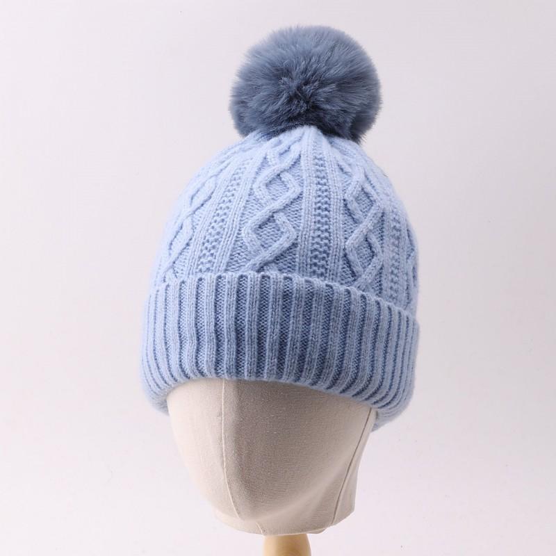 Womens Knit Beanie With Pom Warm Fleece Lined All-match Fall Winter