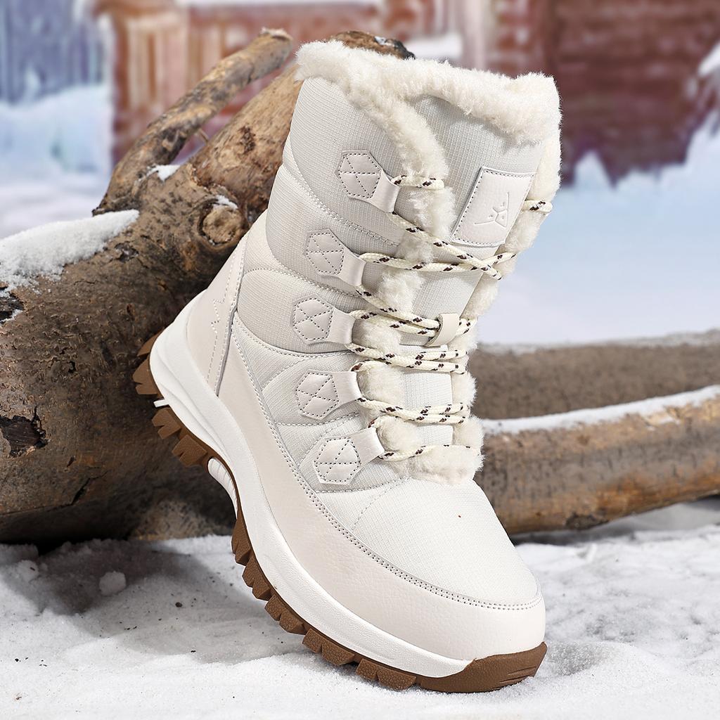 Women Warm Lined Outdoor Boots High Top Shoes Winter Walking and Commuting Casual Outdoor Travel Seasonal Everyday Footwear Sizes 36-42