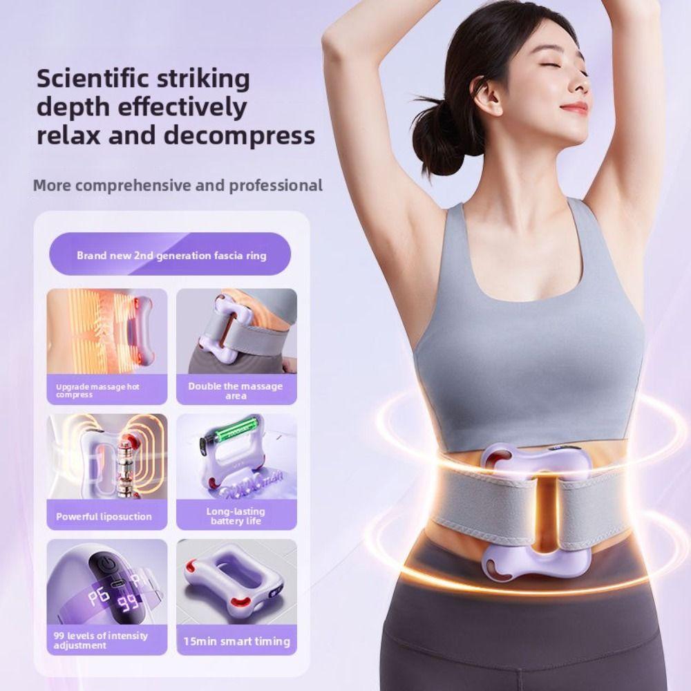 New Hot Compress Electric Fascia Ring Muscle Relaxation With Belt Waist Massager USB Charging Fascia Massager Fat Rejection