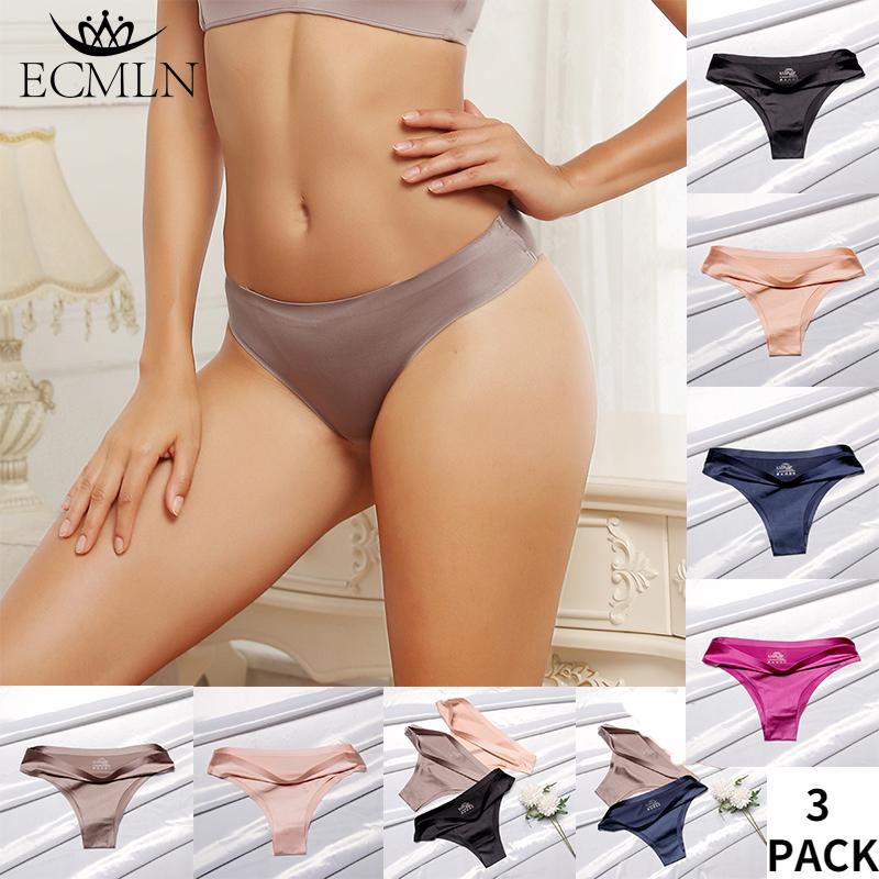 3 Pack Women Ice Silk Feeling Thongs Seamless Sexy Panties Lingerie Underwears