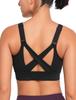 Yvette Sports High Integrated Size M Black Women's Bra, No-Slip, Front-Opening, Support, Adjustable, Crossback, Cups, Workout, Running, Gym, Plus,